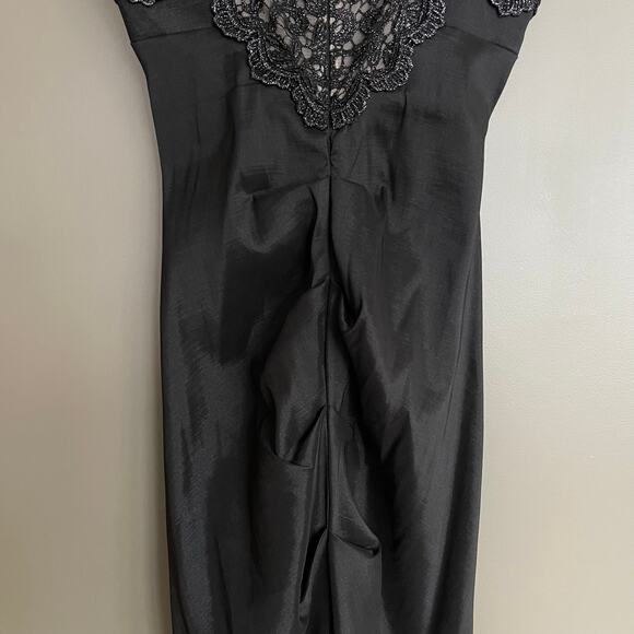 NWT Xscape Lace Taffeta Mermaid Gown Black Size 8‎ Maxi Dress Metallic Elegant - Picture 14 of 16